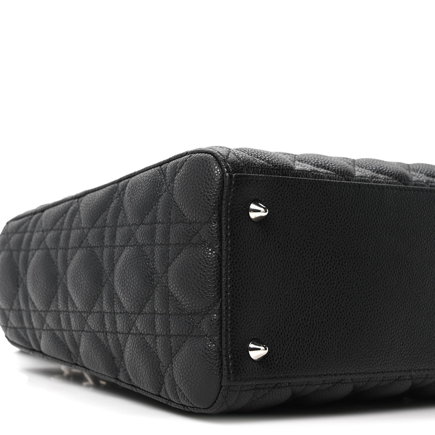 Christian Dior Grained Calfskin Cannage Medium Lady Dior Black 9 of 10