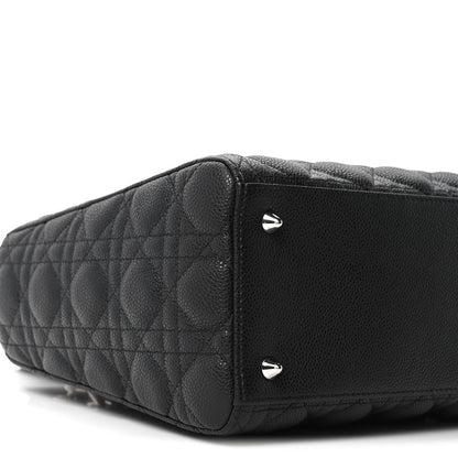 Christian Dior Grained Calfskin Cannage Medium Lady Dior Black 9 of 10