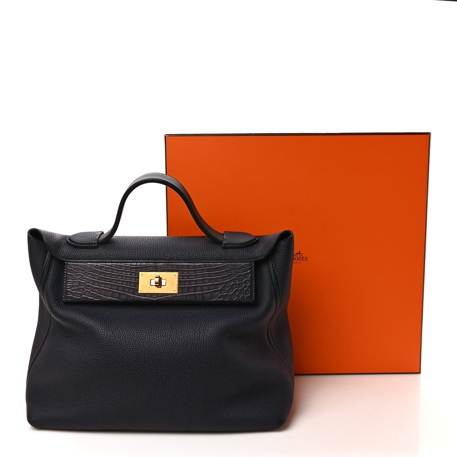 Hermes Togo Matte Alligator Swift Touch 35 24/24 Bleu Nuit Bleu Marine Bleu Indigo 9 of 9