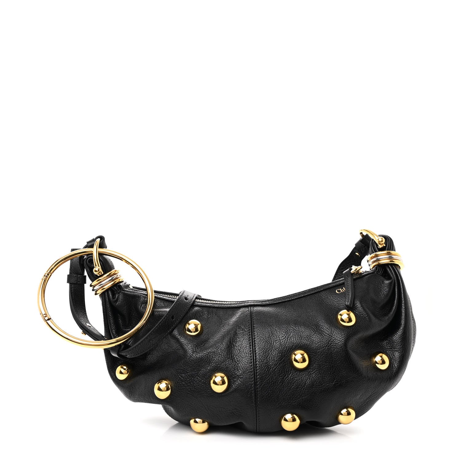 Chloe Calfskin Studded Small Bracelet Hobo Bag Black 1 of 10