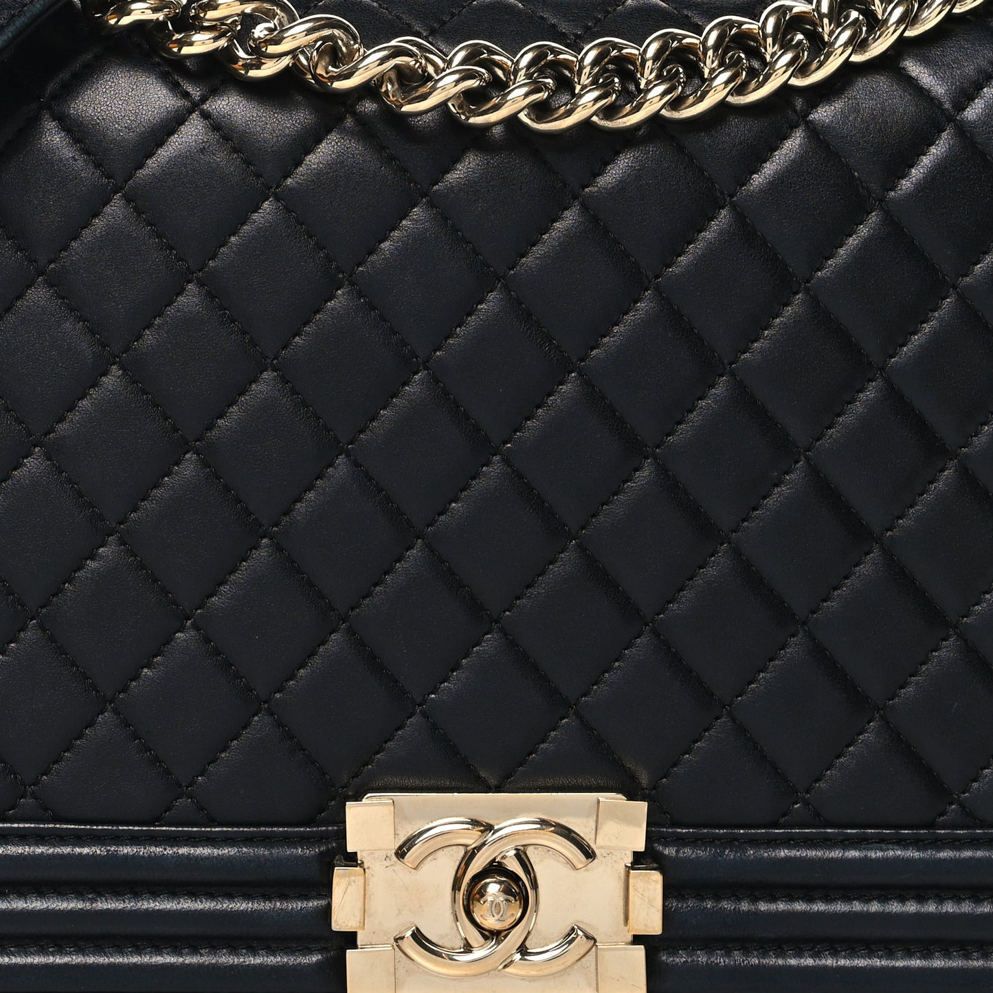 Lambskin Quilted New Medium Boy Flap Black