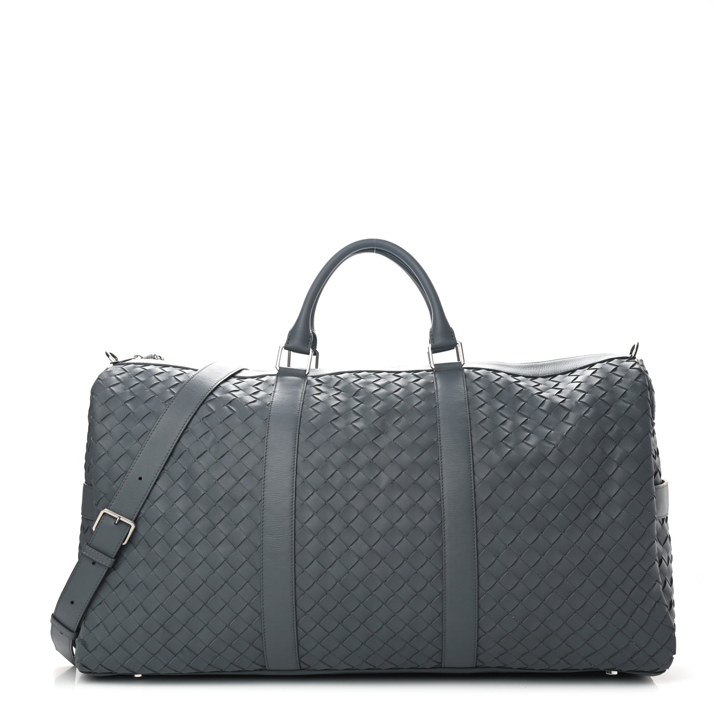 Nappa Intrecciato Large Holdall Duffel Grey