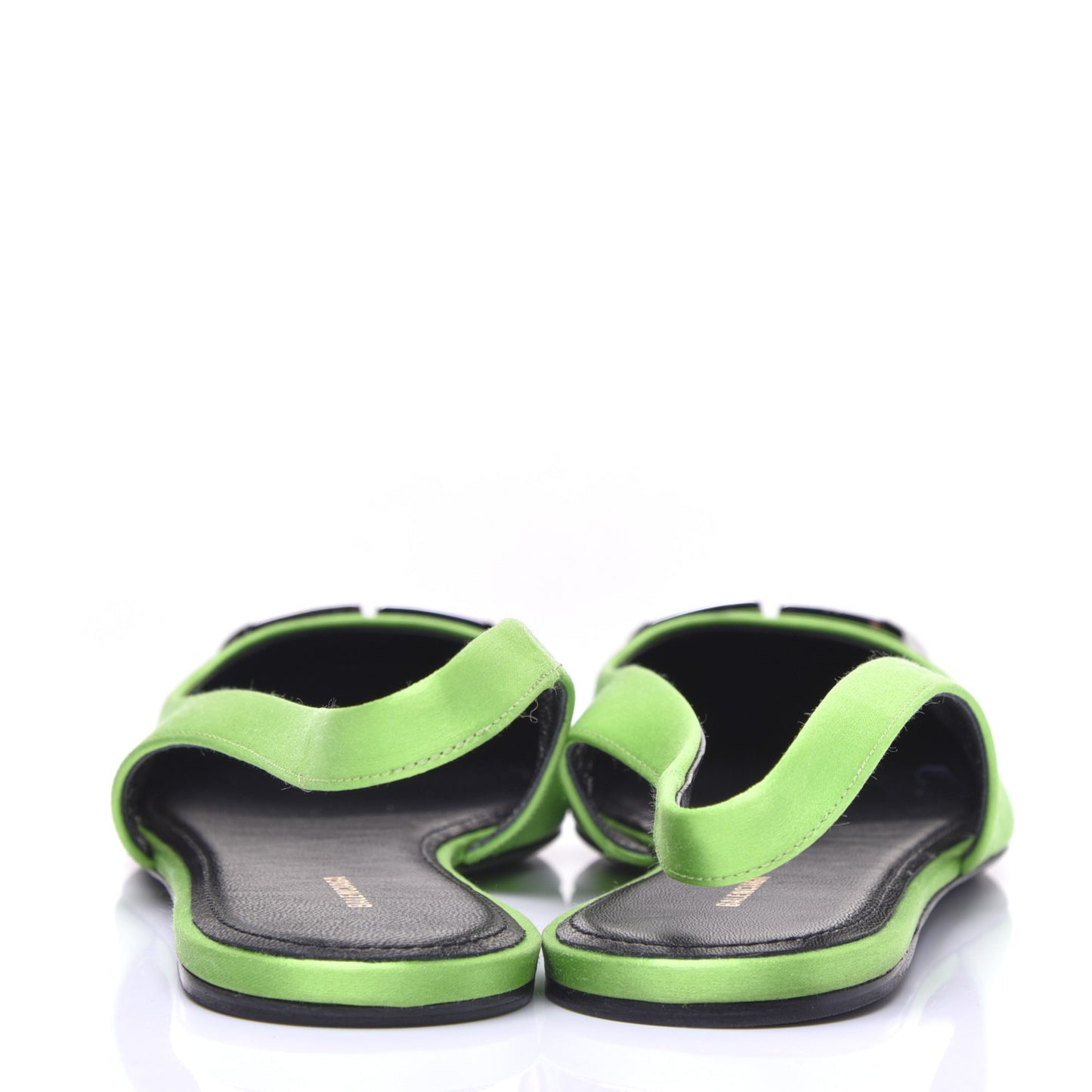 Satin BB Knife Pointy Toe Slingback Flats 38 Neon Green