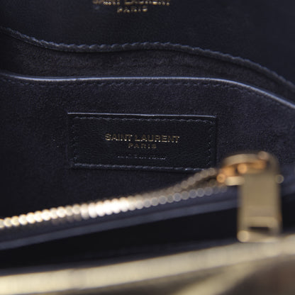 Saint Laurent Metallic Calfskin Y Quilted Small Loulou Monogram Chain Satchel Gold 6 of 12