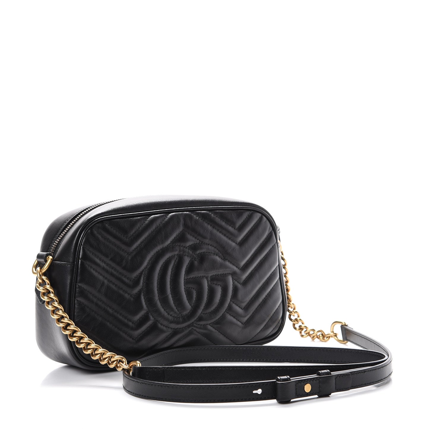 Calfskin Matelasse Small GG Marmont Chain Shoulder Bag Black