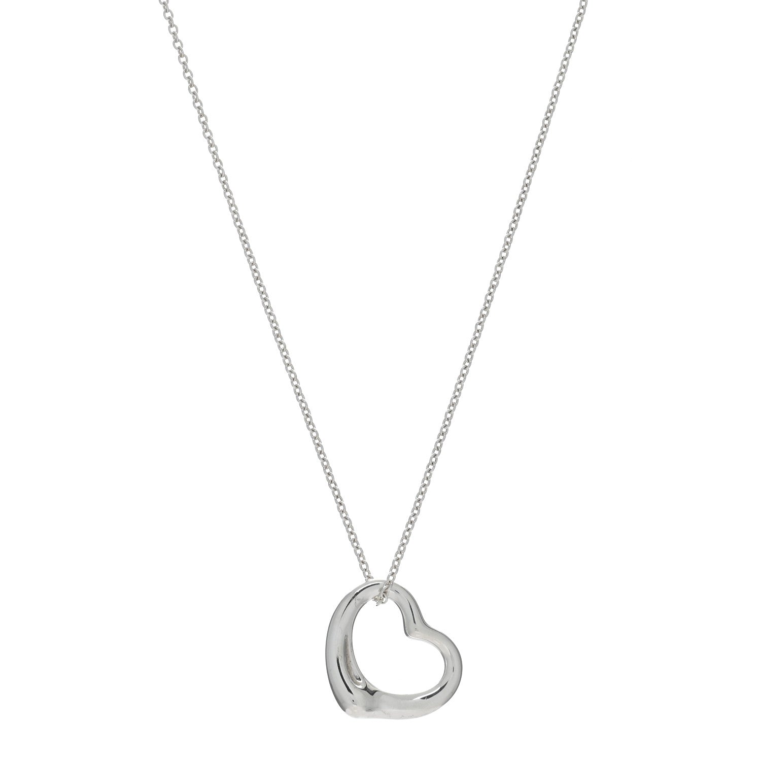 Tiffany Sterling Silver 22mm Elsa Peretti Open Heart Pendant Necklace 1 of 4