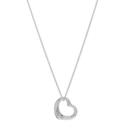 Tiffany Sterling Silver 22mm Elsa Peretti Open Heart Pendant Necklace 1 of 4