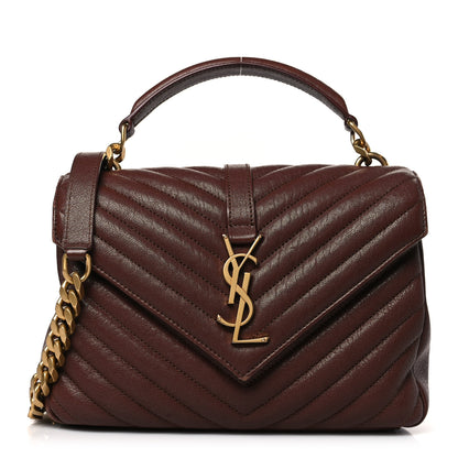 Saint Laurent Sheepskin Matelasse Chevron Monogram Medium College Bag Old Brandy 1 of 12