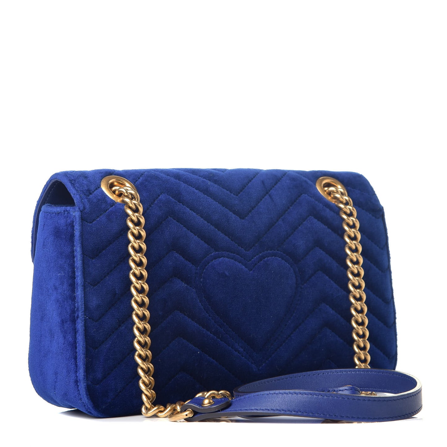 Velvet Matelasse Small GG Marmont Shoulder Bag Cobalt Blue