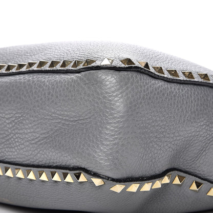 Valentino Garavani Pebbled Calfskin Large Rockstud Flip-Lock Messenger Bag Grey 14 of 14