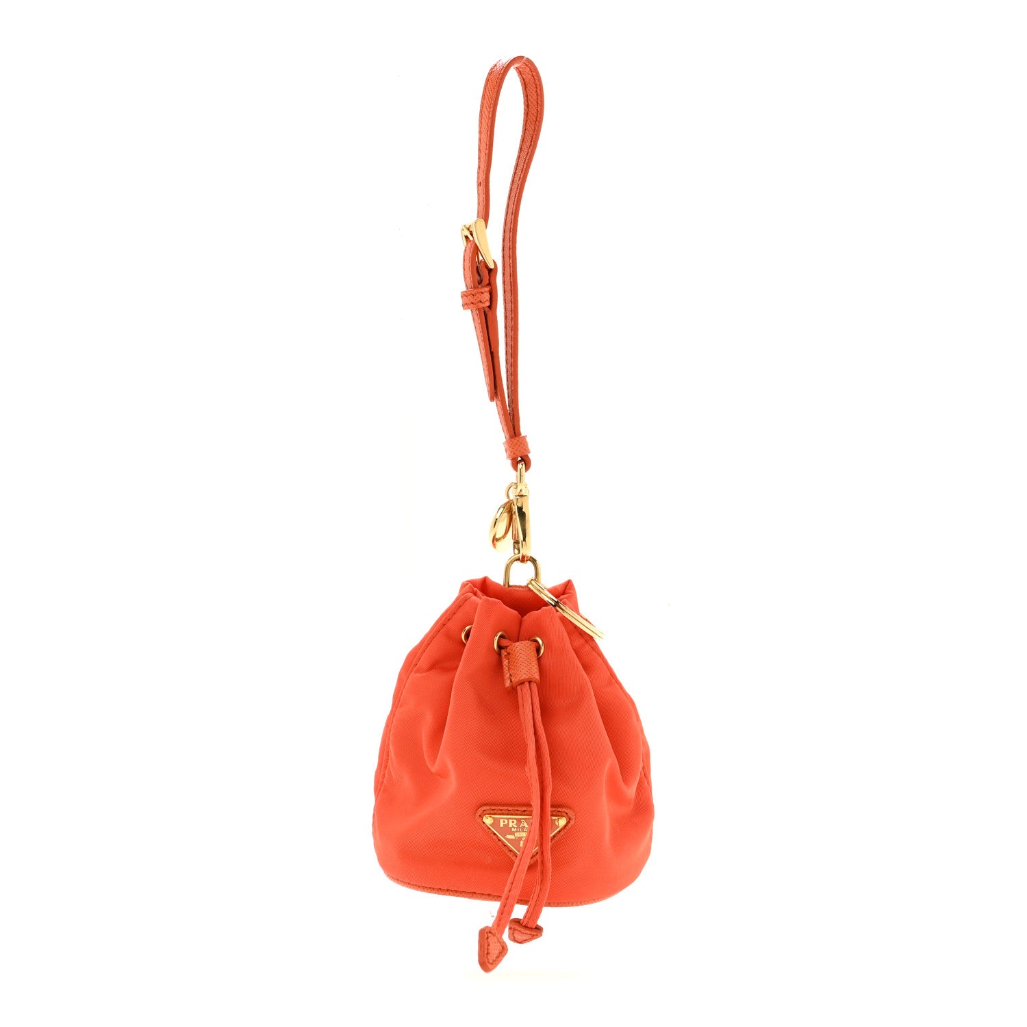 Prada Re-Nylon Saffiano Mini Icon Keychain Charm Arancio 1 of 9
