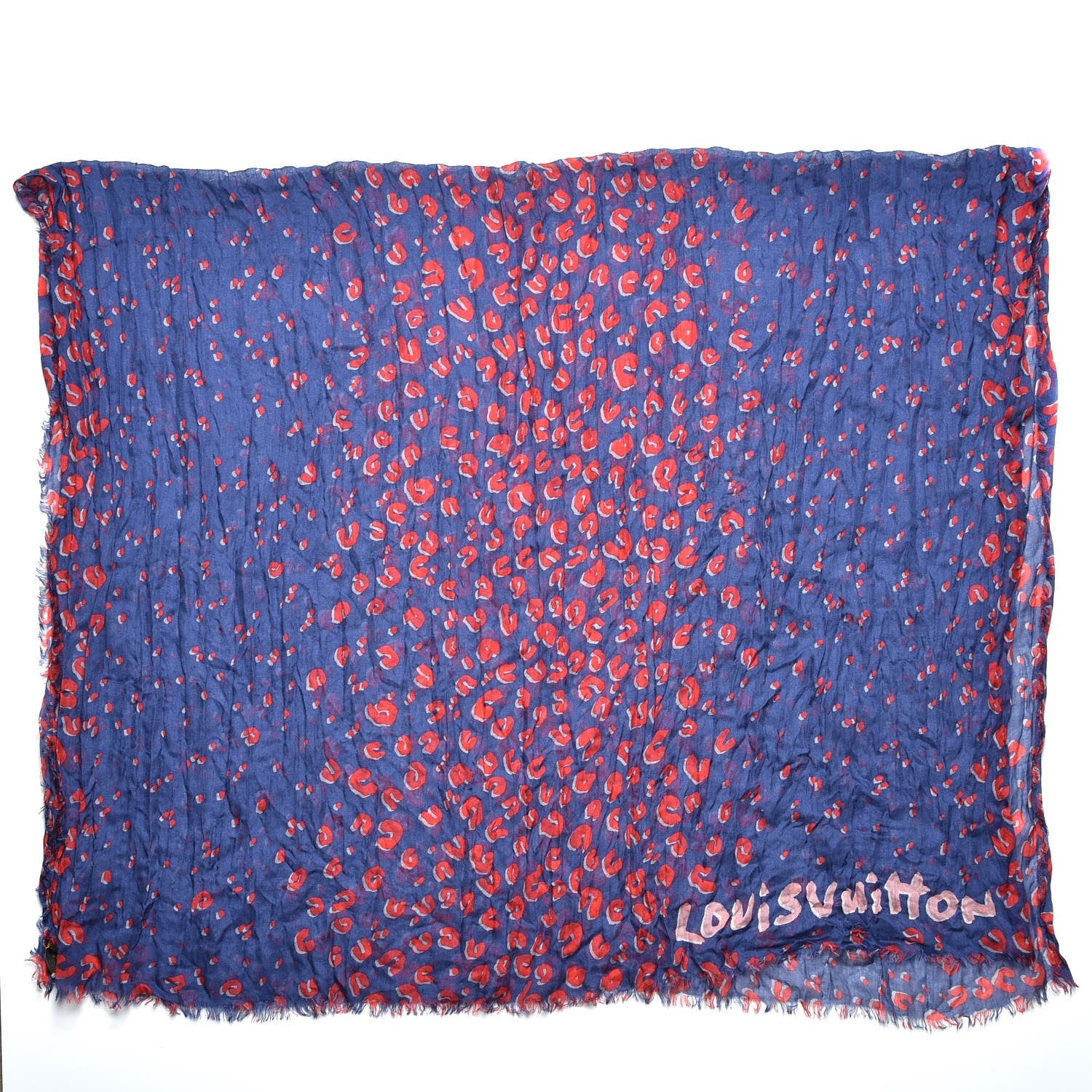 Louis Vuitton Cashmere Silk Sprouse Leopard Confetti Stole Denim 2 of 5