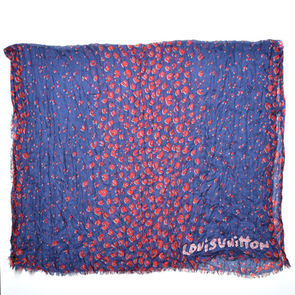 Louis Vuitton Cashmere Silk Sprouse Leopard Confetti Stole Denim 2 of 5