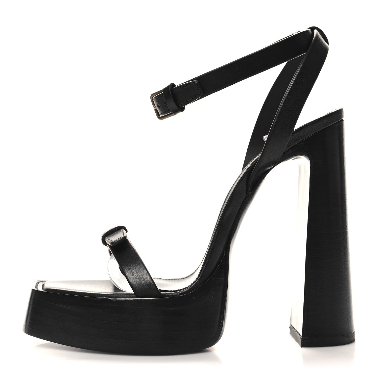 Saint Laurent Calfskin Platz 105 Platform Sandals 36 Black 1 of 8
