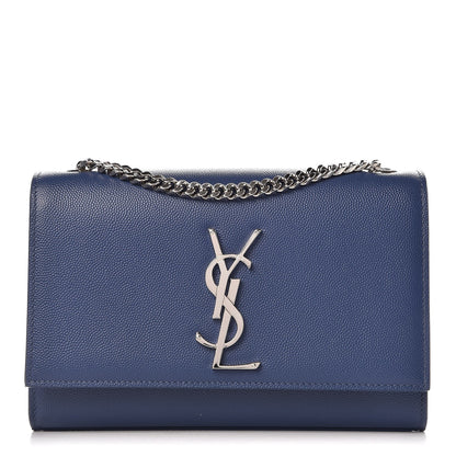 Saint Laurent Grain De Poudre Small Classic Monogram Kate Satchel Denim 1 of 7