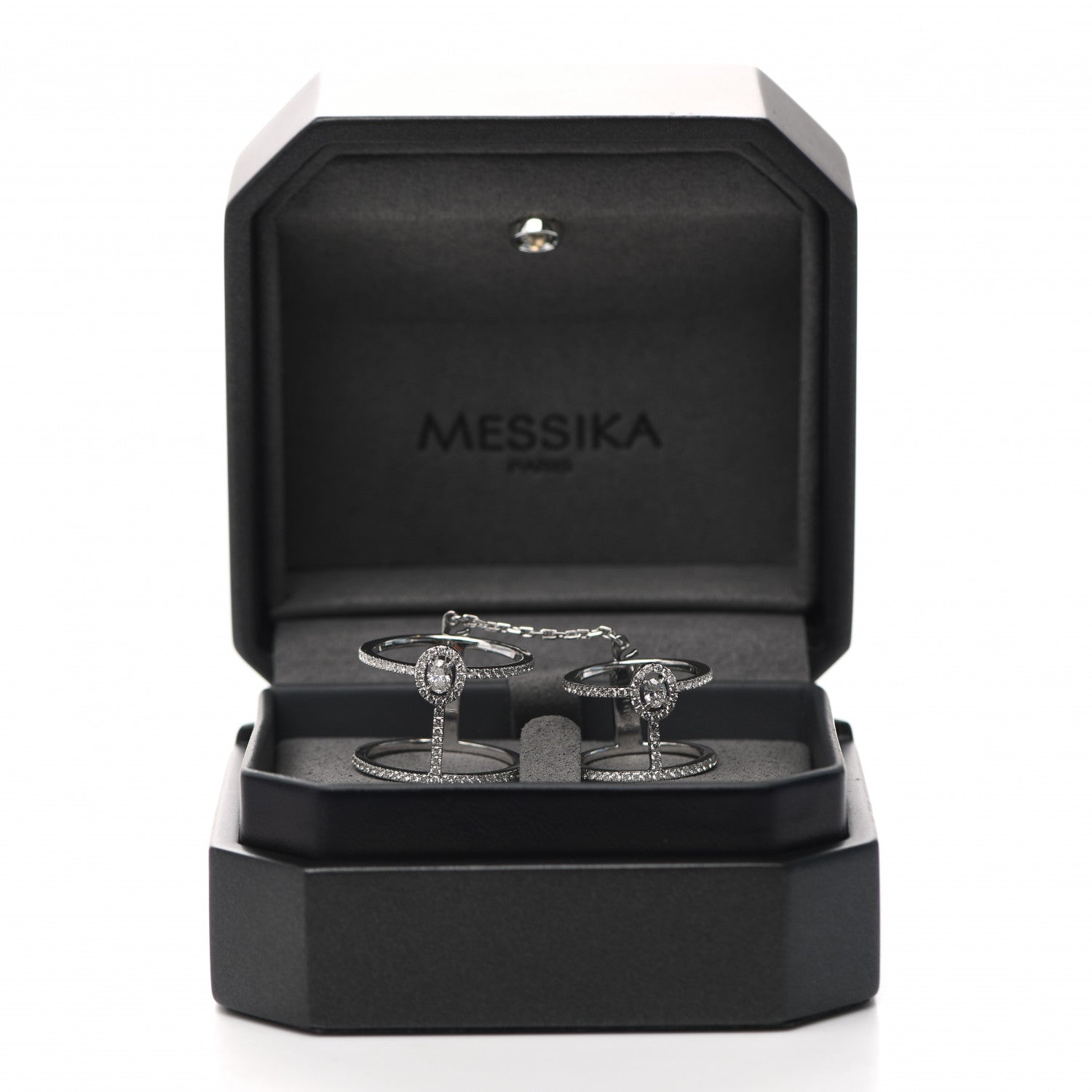 Messika 18K White Gold Diamond Glam Azone Double Pave Ring 54 6.75 5 of 5