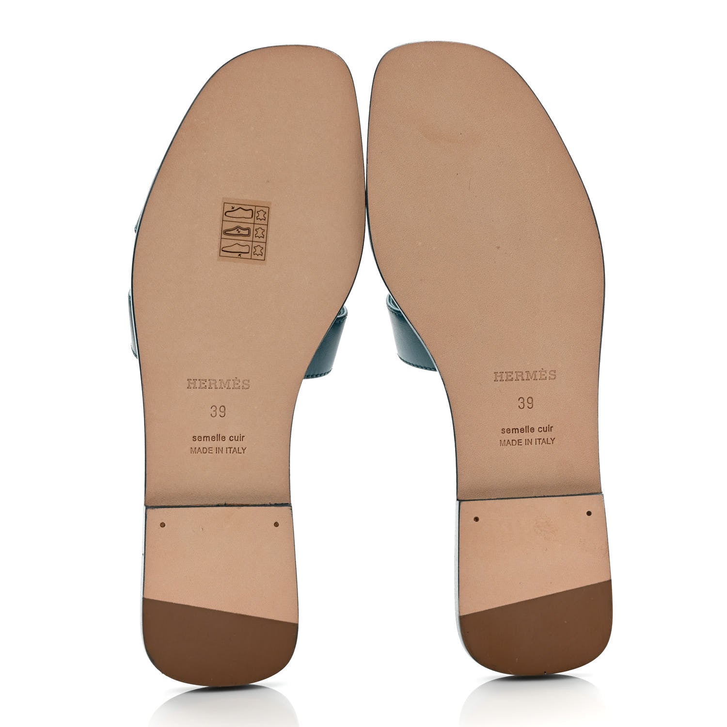 Hermes Calfskin Oran Sandals 39 Bleu Emeraude 5 of 9