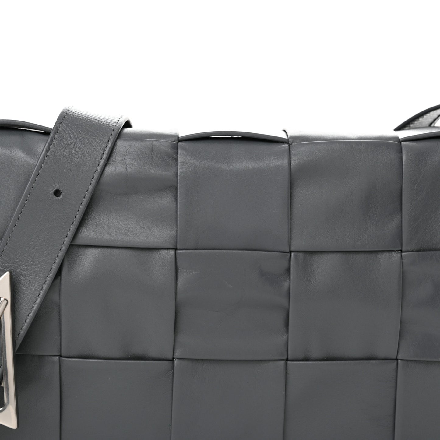Paper Calfskin Maxi Intreccio Cassette Crossbody Bag Thunder