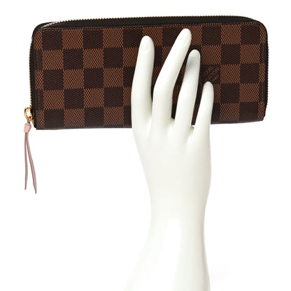 Louis Vuitton Damier Ebene Clemence Wallet Rose Ballerine 2 of 14