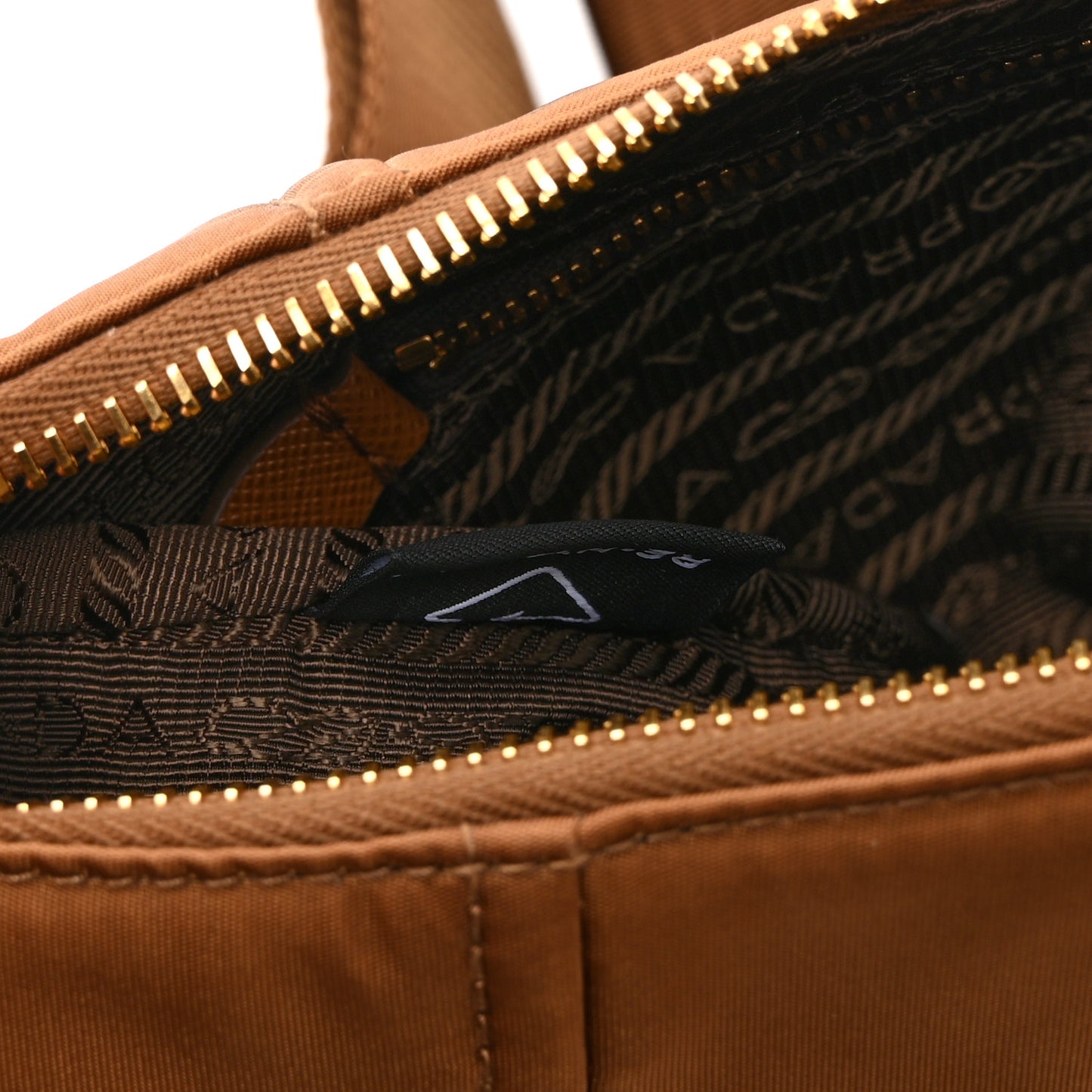 Re-Nylon Saffiano Demi-lune Shoulder Bag Brandy