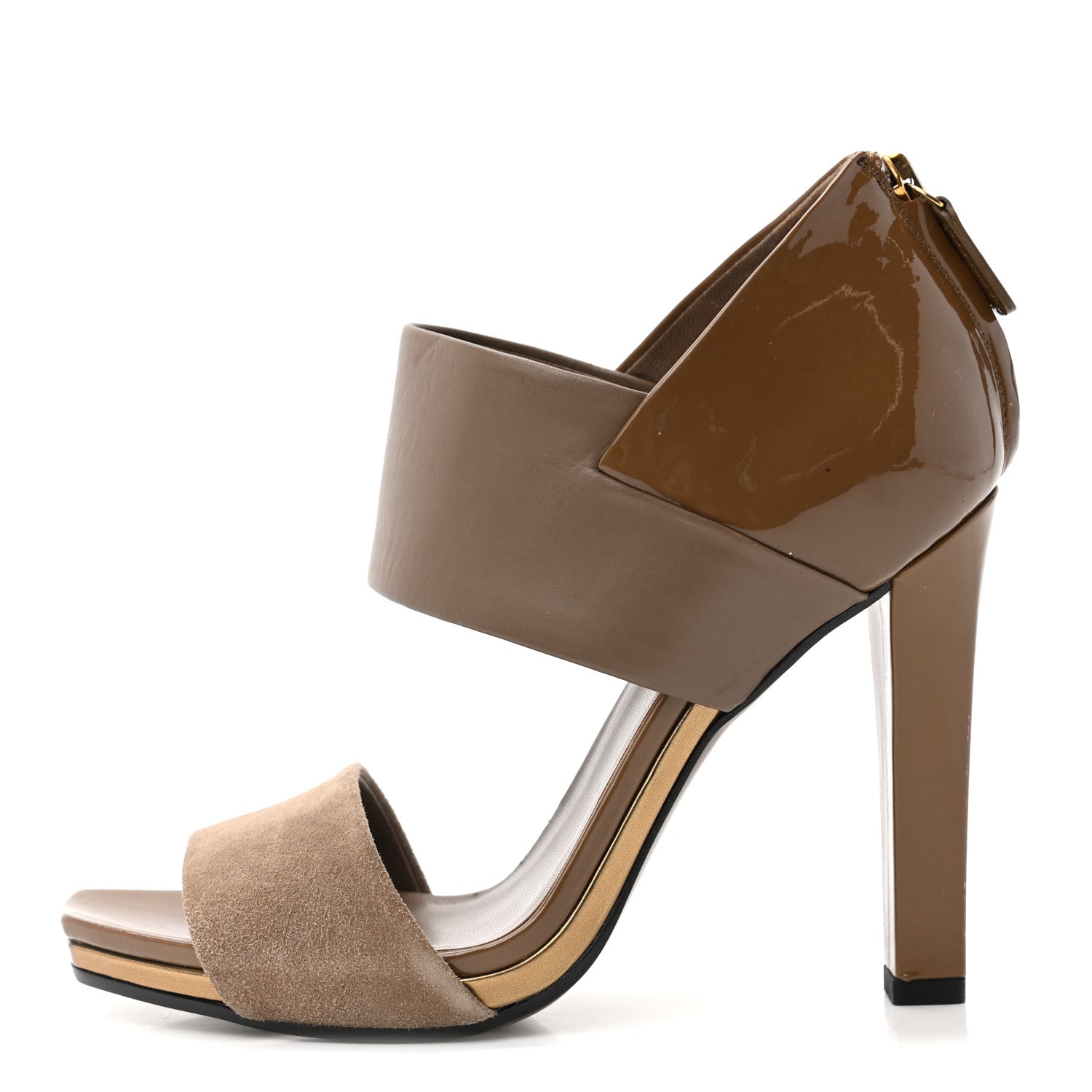 Gucci Patent Kid Scamosciato Babylon Ankle Strap Sandal Pumps 36 Marron Glace 1 of 8