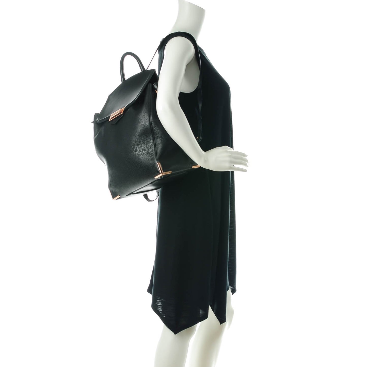 Pebbled Calfskin Prisma Skeletal Backpack Black Rose Gold Hardware