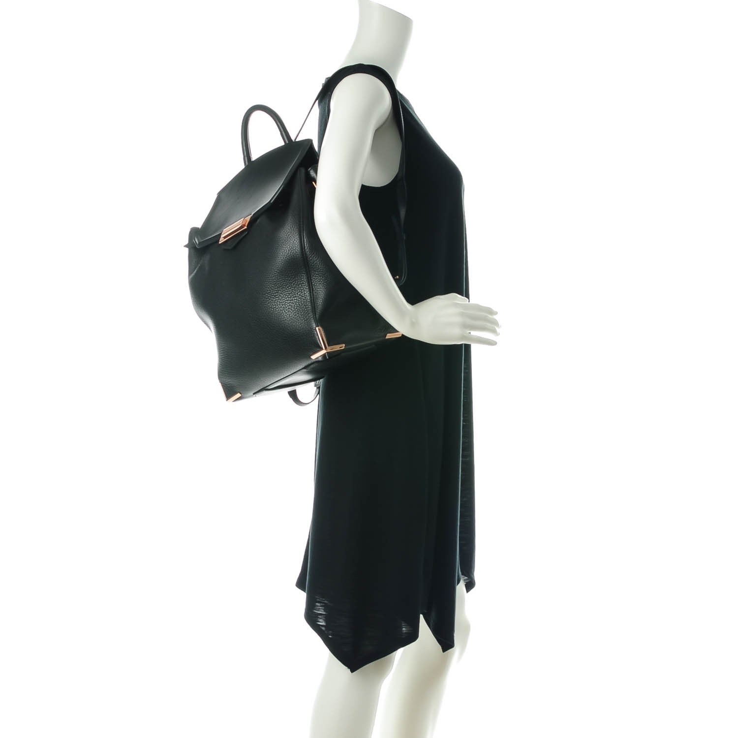 Alexander Wang Pebbled Calfskin Prisma Skeletal Backpack Black Rose Gold Hardware 2 of 7
