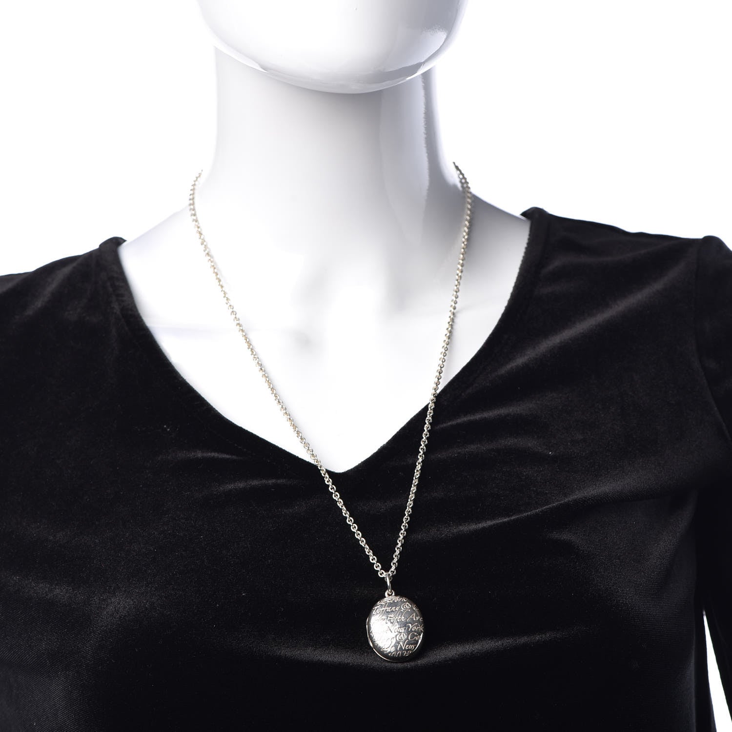 Tiffany Sterling Silver Fifth 5th Avenue Notes Locket Pendant Necklace 2 of 8