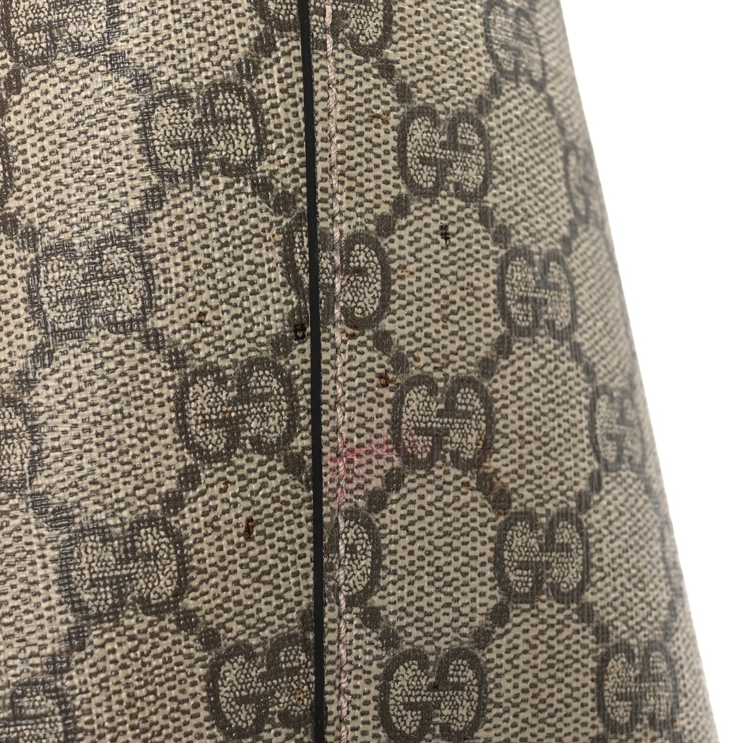 GG Supreme Monogram Medium Zippered Bucket Tote Beige Hibiscus Red New Rosette