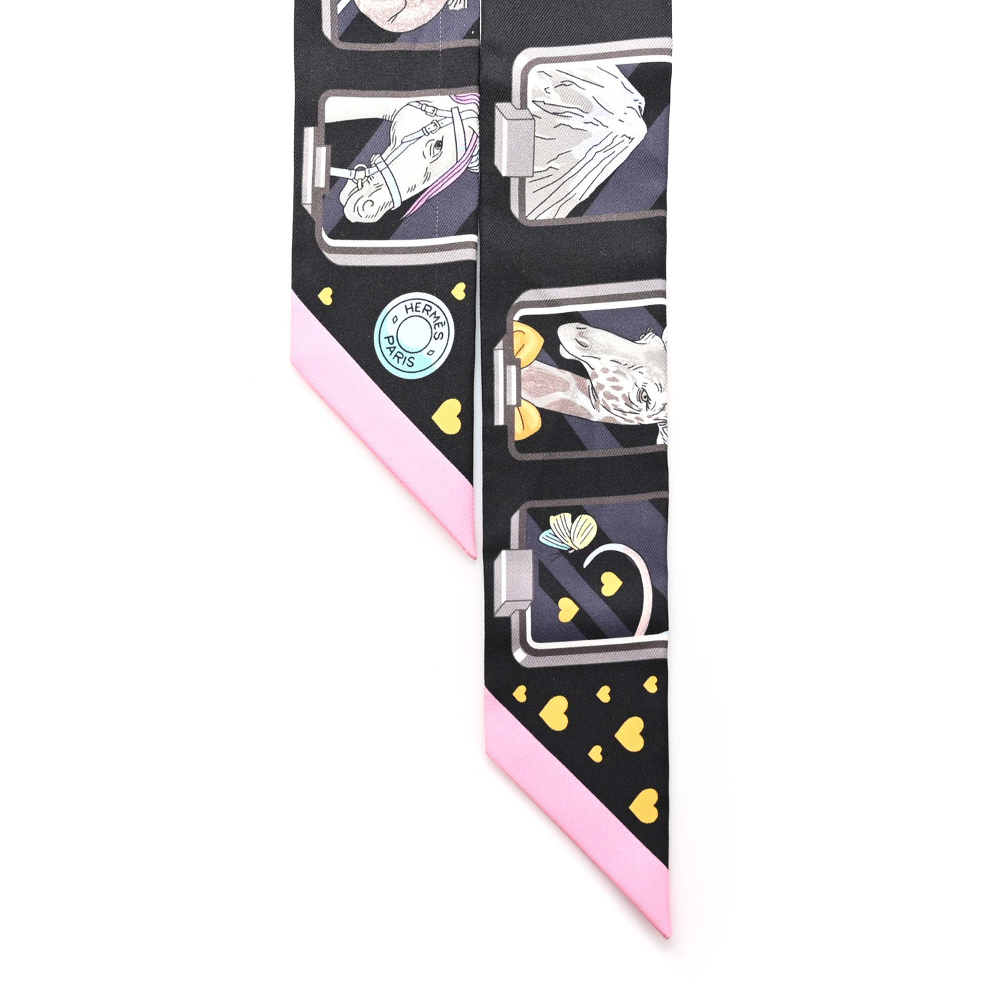 Silk Story Twilly Black Rose Gris