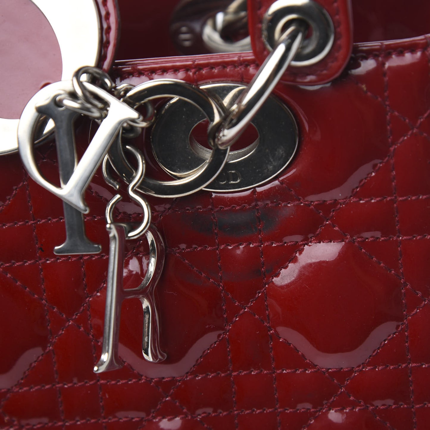 Patent Cannage Medium Lady Dior Red