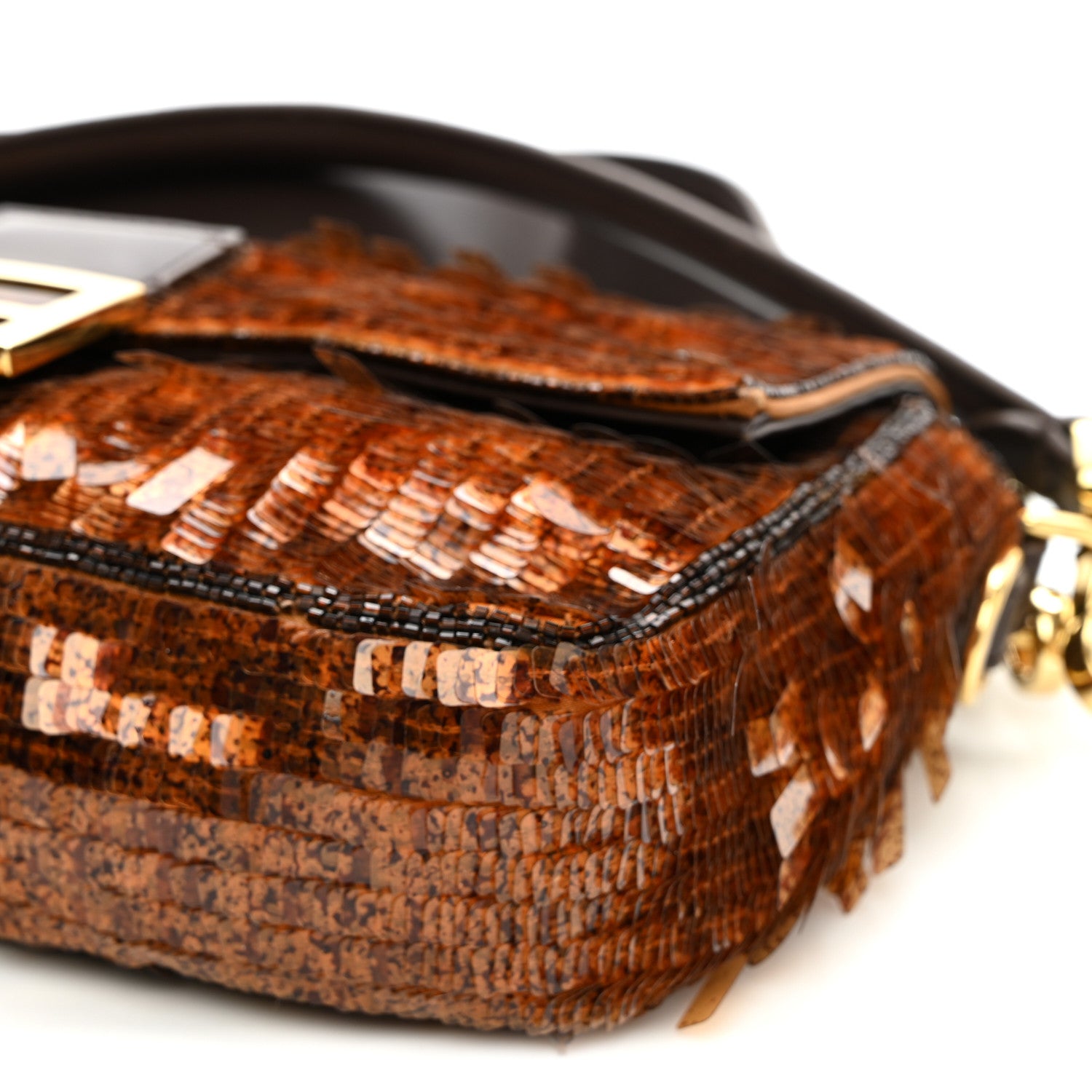 Fendi Sequin Paillettes Shiny Nappa Sex and the City Baguette Tartaruga 8 of 9
