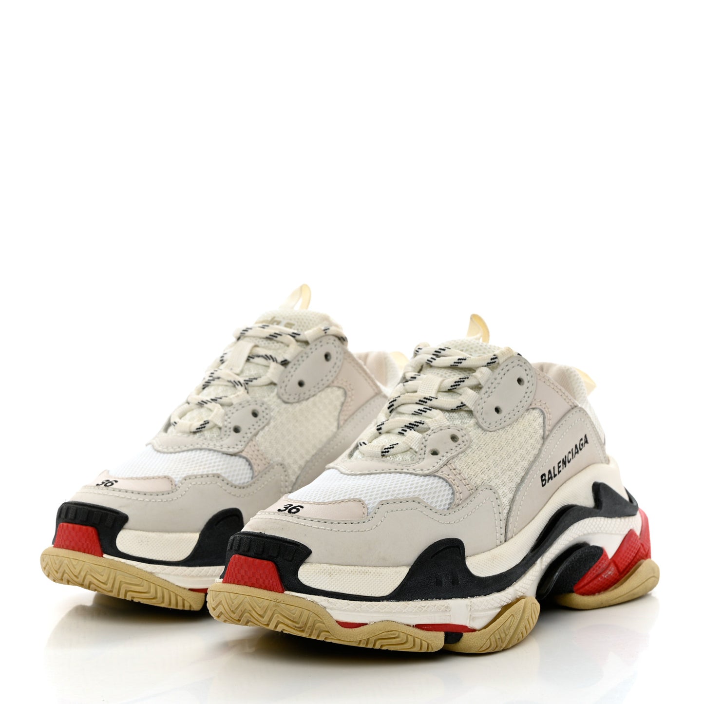 Fabric Mesh Womens Triple S Sneakers 36 Grey Red White