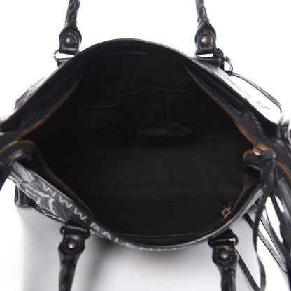 Balenciaga Agneau Classic Hardware Graffiti All Over S City Black 5 of 9