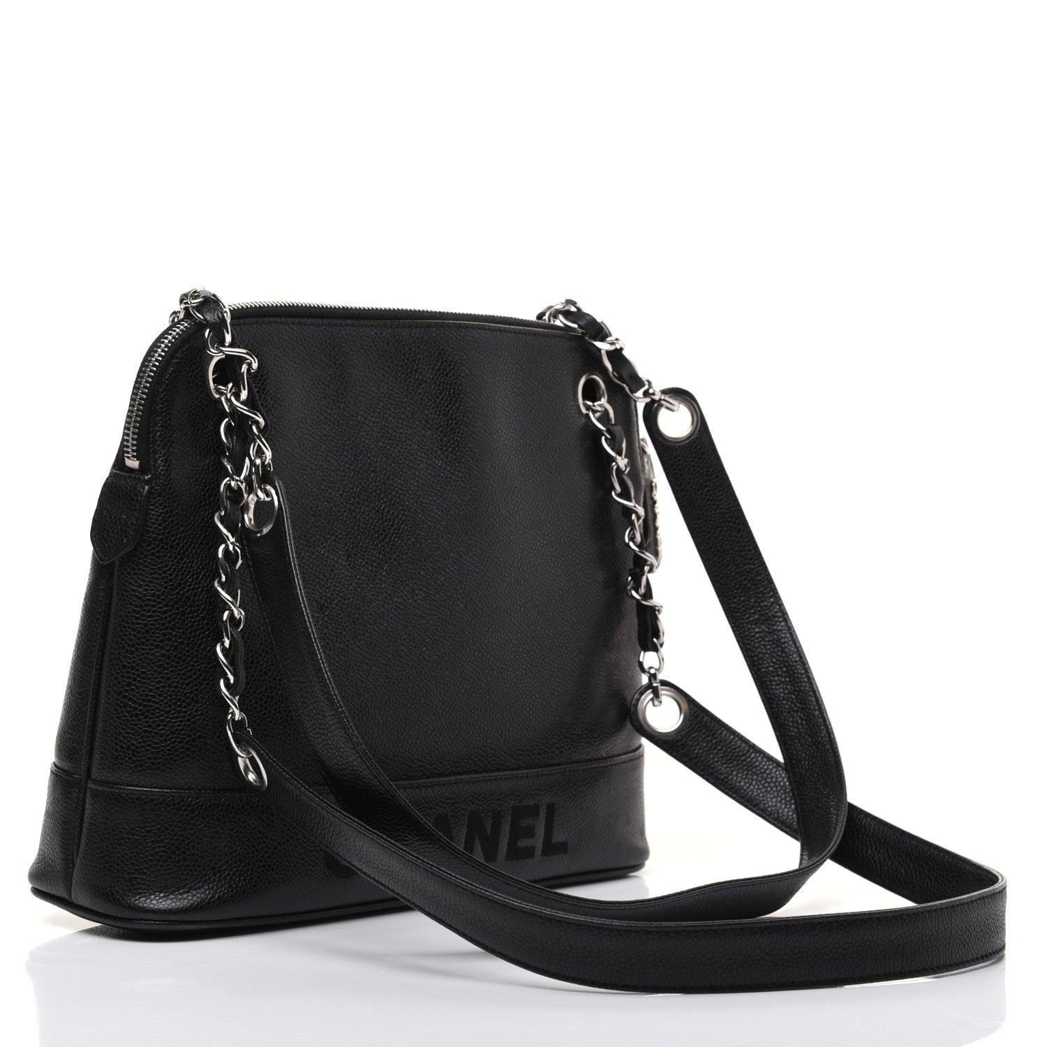 Chanel Caviar Logo Shoulder Bag Black 3 of 21