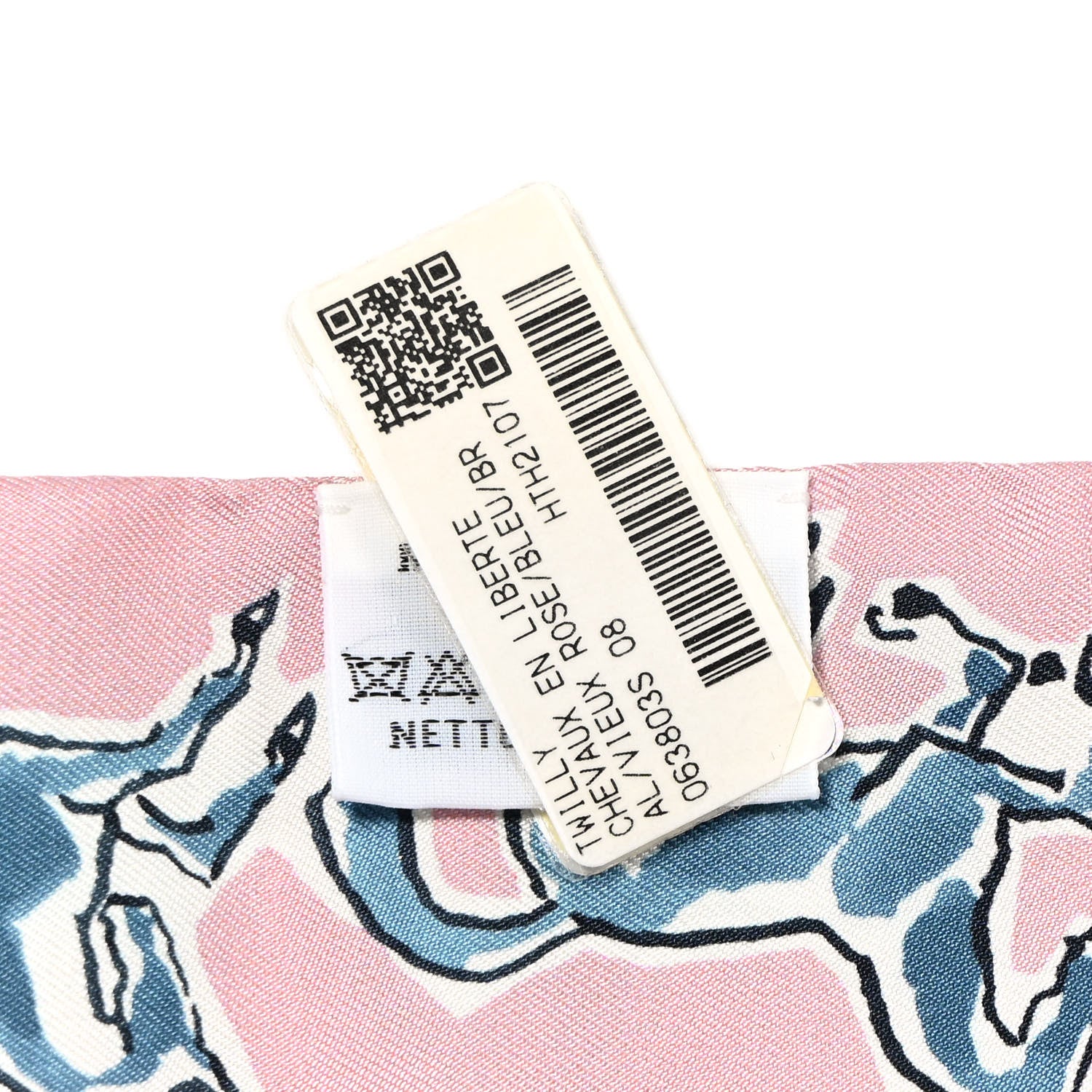 Hermes Silk Chevaux en Liberte Twilly Vieux Rose Bleu 3 of 4