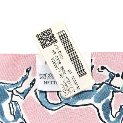 Hermes Silk Chevaux en Liberte Twilly Vieux Rose Bleu 3 of 4
