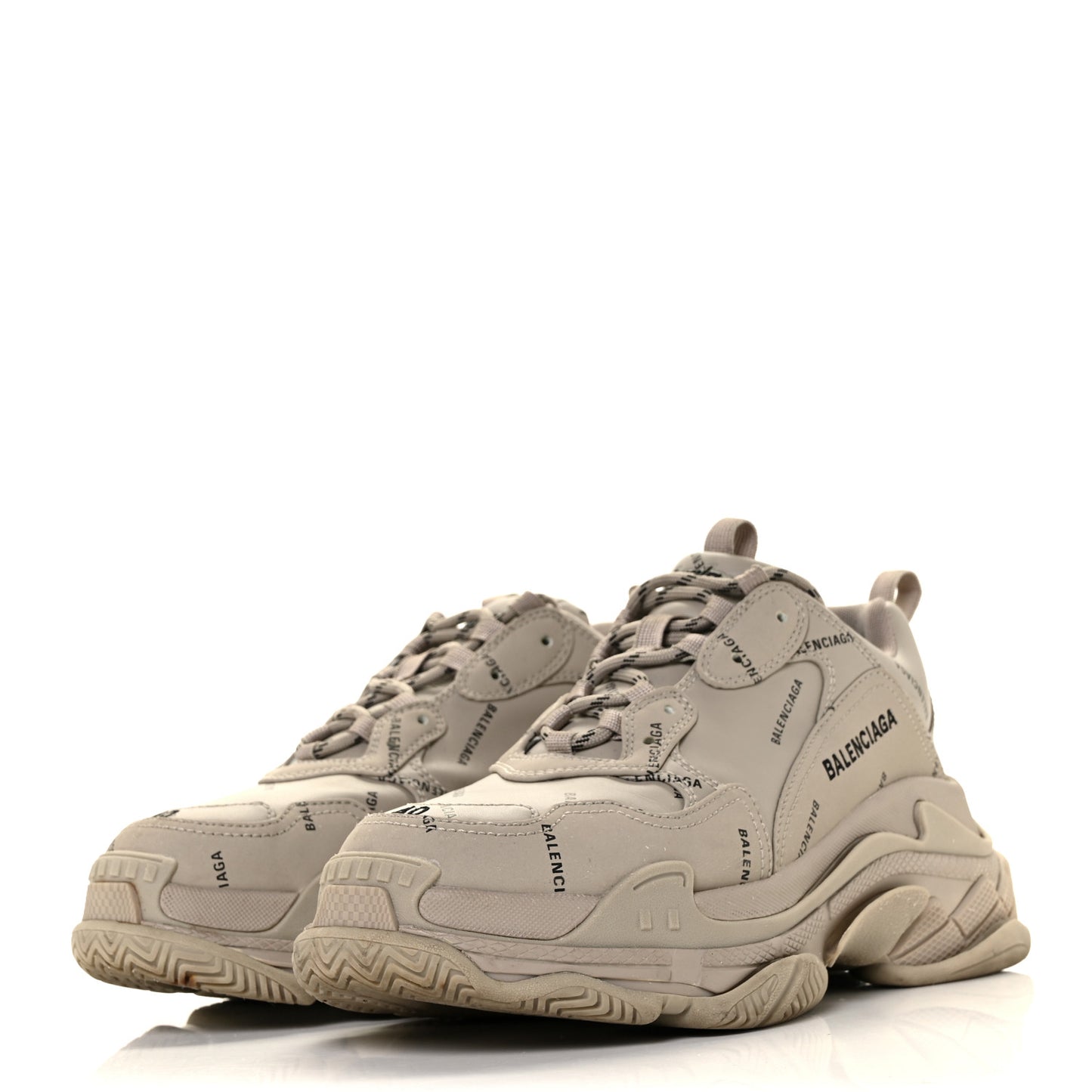 Technical Fabric Allover Logo Mens Triple S Sneakers 40 Beige Black
