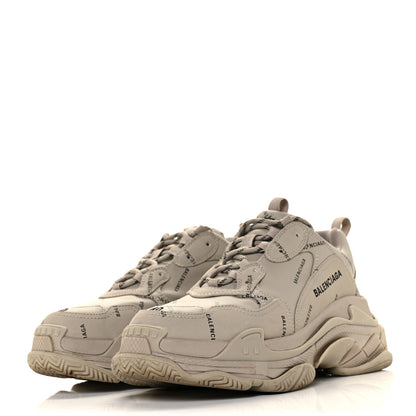 Balenciaga Technical Fabric Allover Logo Mens Triple S Sneakers 40 Beige Black 3 of 8