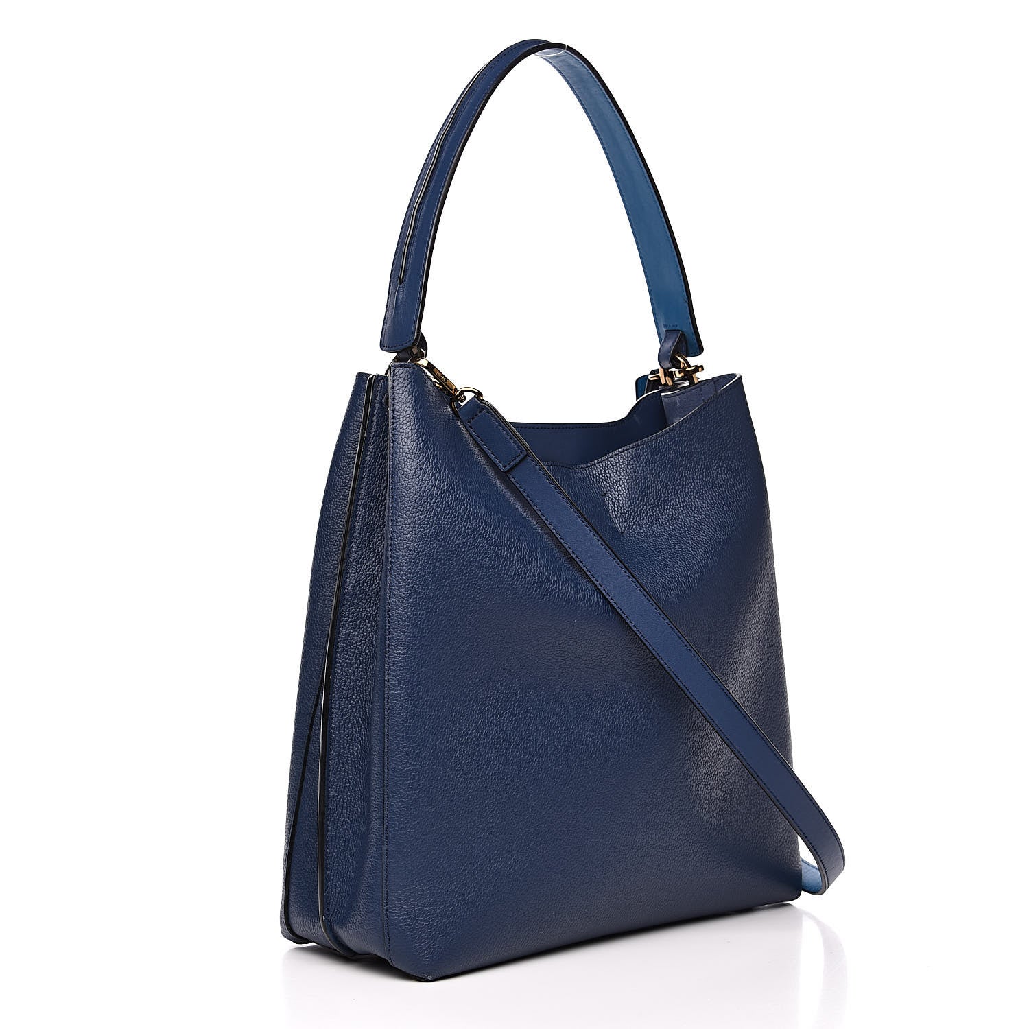 MCM Grained Calfskin Large Milla Hobo Navy Blue 3 of 12
