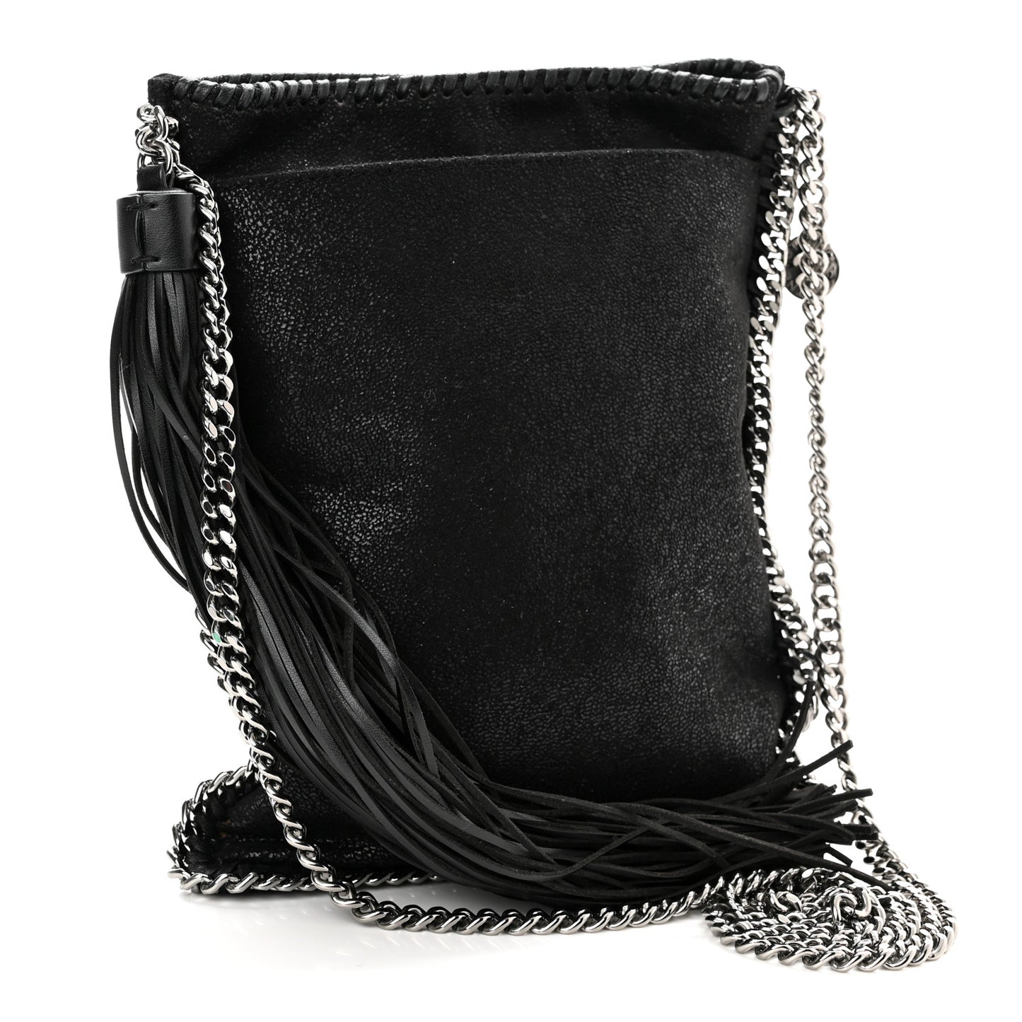 Shaggy Deer Falabella Tassel Flat Crossbody Black