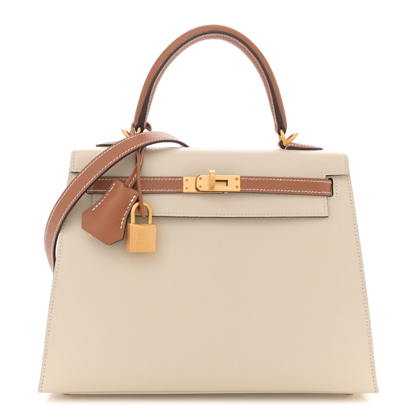 Epsom Bi-Color Horseshoe Kelly Sellier 25 Craie Gold