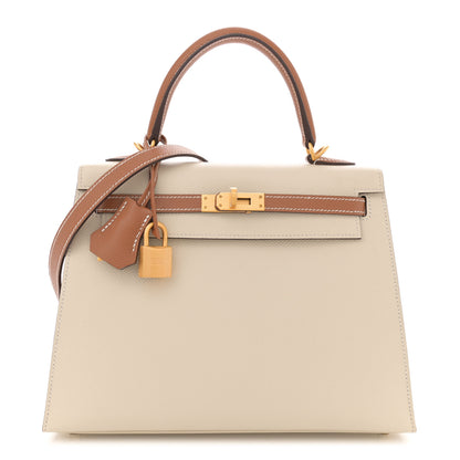 Hermes Epsom Bi-Color Horseshoe Kelly Sellier 25 Craie Gold 1 of 10