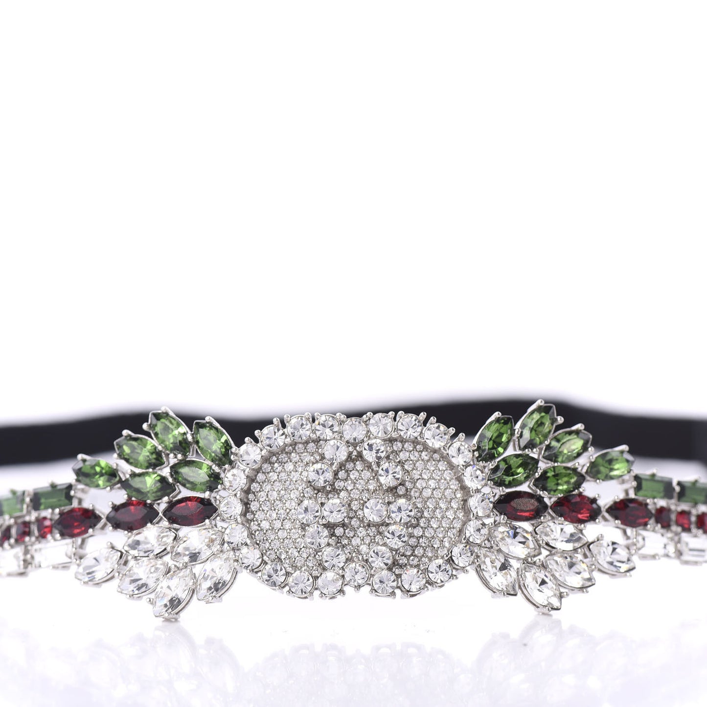 Crystal Embellished Interlocking GG Headband Green Red