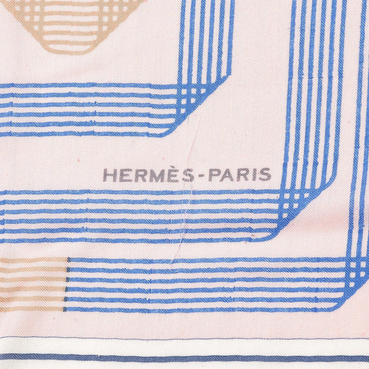 Hermes Cashmere Silk Rubans D'Hermes Shawl 140 Blanc Rose Pale Bleu 5 of 5