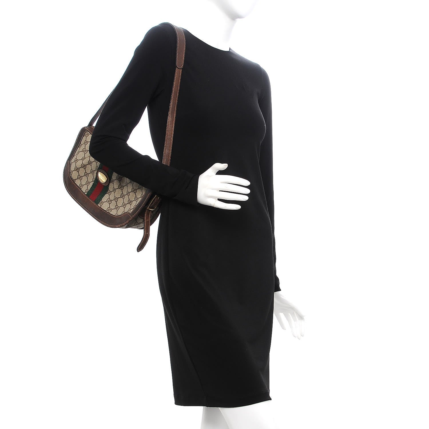 Gucci Monogram Web Shoulder Bag Dark Brown 2 of 29
