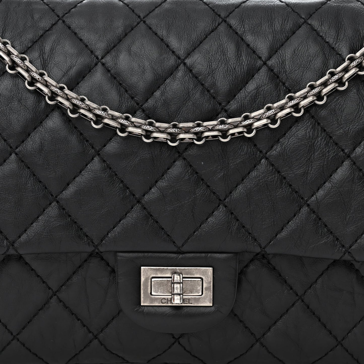 Aged Calfskin Quilted 2.55 Reissue 226 Flap Black