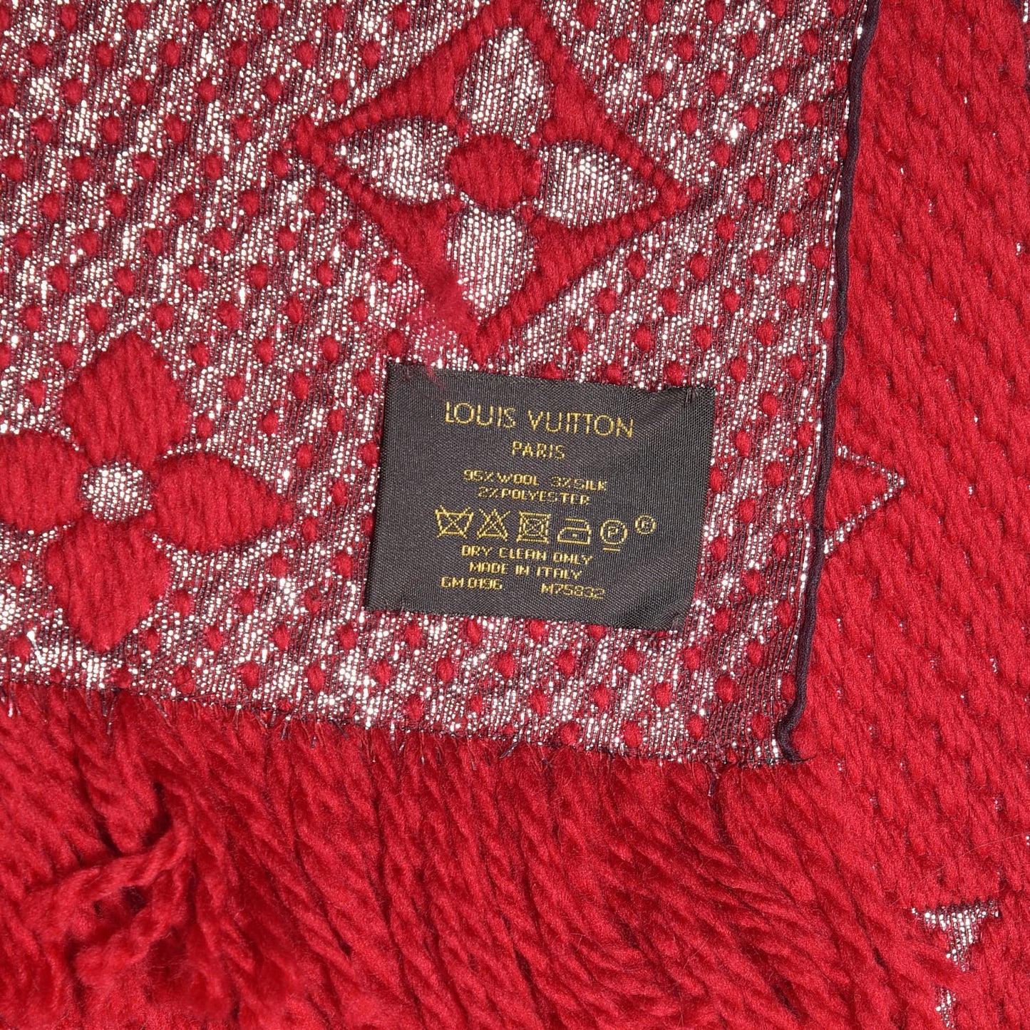 Wool Silk Logomania Shine Scarf Rubis