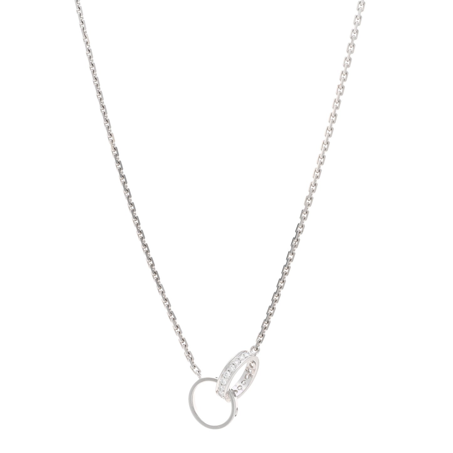 18K White Gold Diamond Interlocking LOVE Necklace