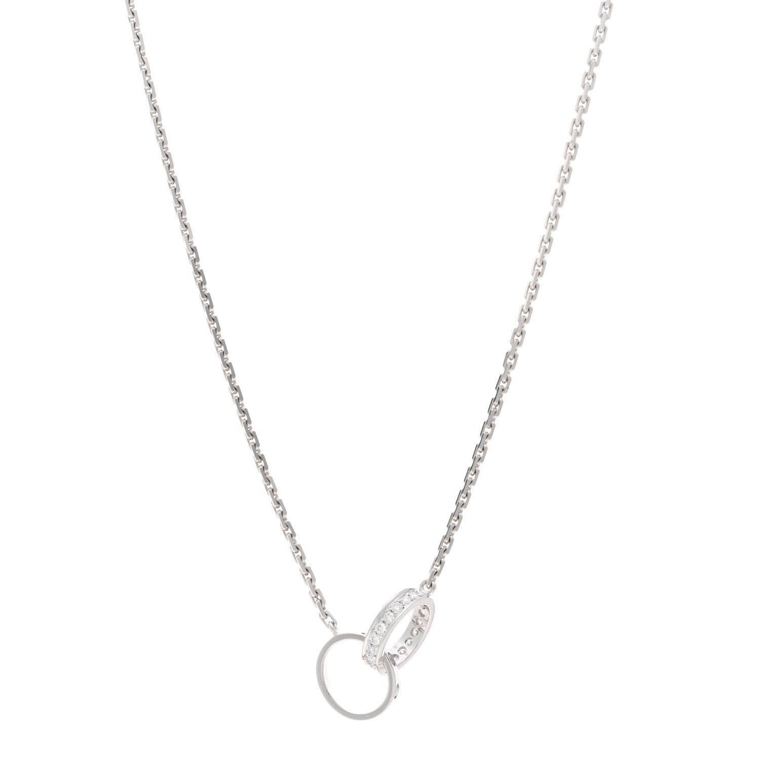 Cartier 18K White Gold Diamond Interlocking LOVE Necklace 1 of 4